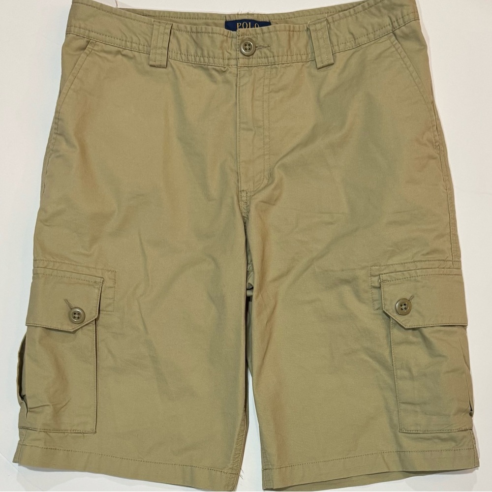 Ralph Lauren Boys Cargo Shorts Khaki Tan Cotton Pockets Size 20 - Picture 2 of 7